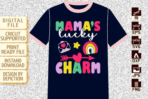 Mama's Lucky Charms T-Shirt, Mother's Day Kids Shirt, Mother's Day Typography T-Shirt Print Template Sketch DESIGN Depiction Studio 