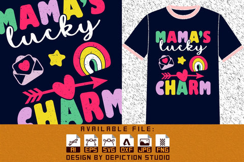 Mama's Lucky Charms T-Shirt, Mother's Day Kids Shirt, Mother's Day Typography T-Shirt Print Template Sketch DESIGN Depiction Studio 