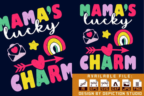 Mama's Lucky Charms T-Shirt, Mother's Day Kids Shirt, Mother's Day Typography T-Shirt Print Template Sketch DESIGN Depiction Studio 