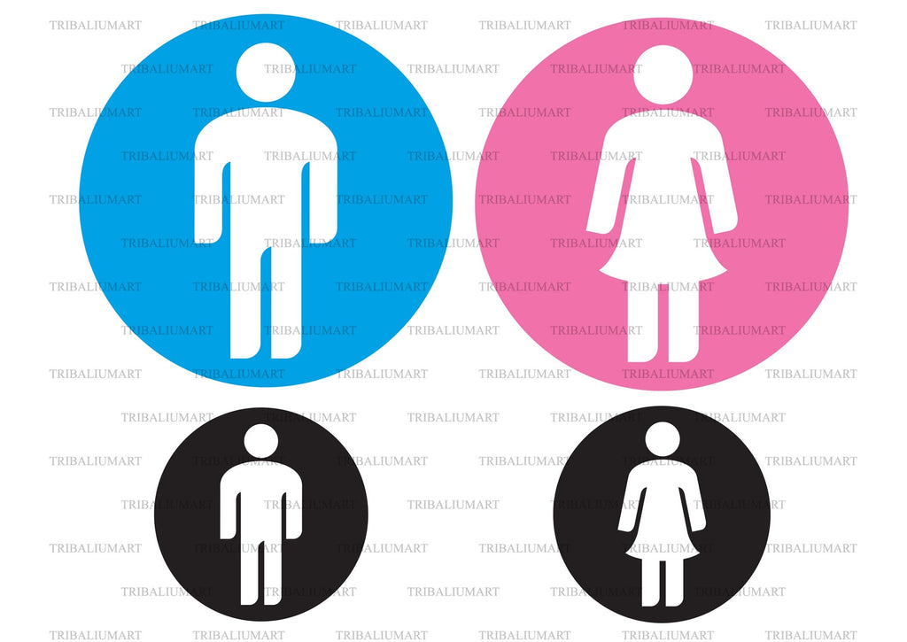 Man and Woman Restroom Sign. Cut files for Cricut (eps, svg, pdf, png ...