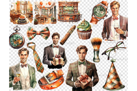 Man Birthday Clipart | Fashion Men Graphics SVG GlamArtZhanna 