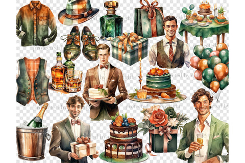 Man Birthday Clipart | Fashion Men Graphics SVG GlamArtZhanna 