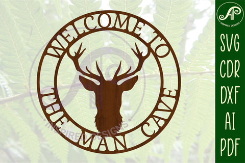 Man cave stag sign, SVG, hunting theme wall hanger, cut file SVG APInspireddesigns 