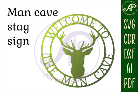 Man cave stag sign, SVG, hunting theme wall hanger, cut file SVG APInspireddesigns 