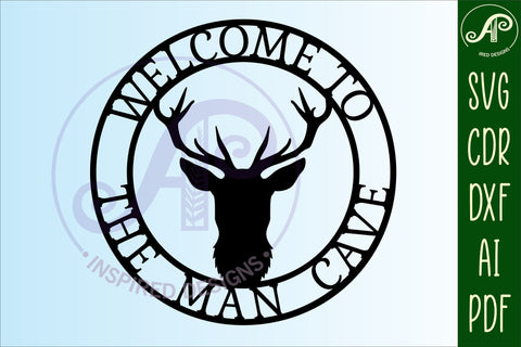 Man cave stag sign, SVG, hunting theme wall hanger, cut file SVG APInspireddesigns 