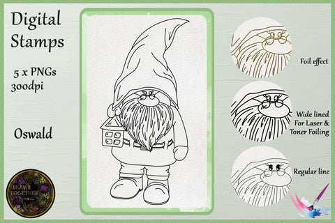 Man Gnome - Oswald - Print n Sketch for Foil Quill - Bundle Sketch DESIGN DrawnTogether with love 