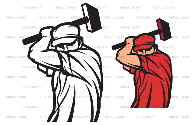 Man holding a hammer SVG TribaliumArtSF 