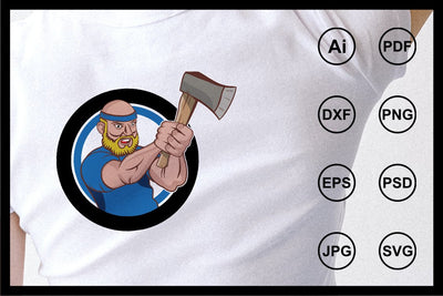 Man master cartoon character axe throwing illustration SVG Leamsign Studio 