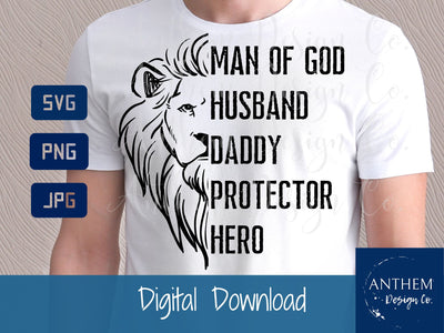 Man of God Husband Dad Protector Hero svg | Fathers Day SVG | PNG JPEG SVG SVG Anthem Design Company 