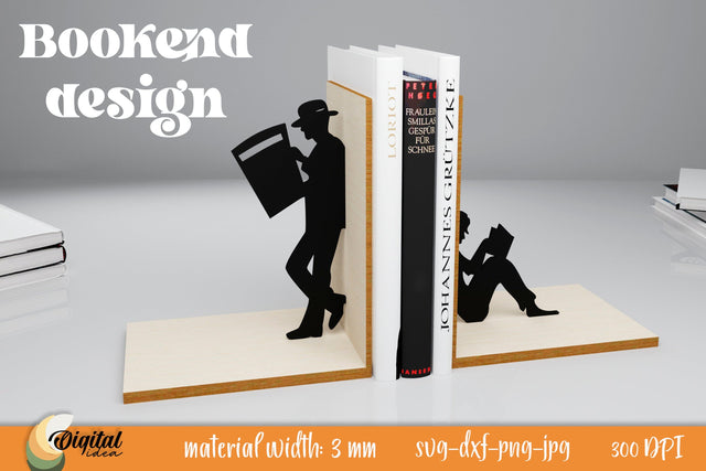 Man Silhouette. Laser Cut SVG. Bookend Laser Cut SVG Design SVG Evgenyia Guschina 