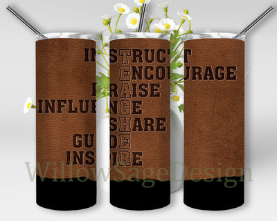 Man Teacher 20oz Skinny Tumbler Design Png, Black And Brown Leather Male Teacher Tumbler, Men Teacher Quotes Sublimation Design Sublimation WillowSageDesign 