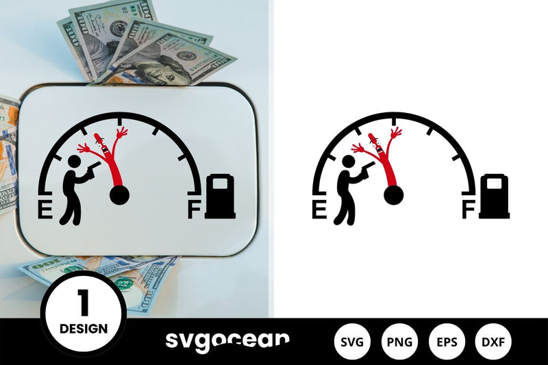Man With A Gun Stopping Fuel Gauge Indicator SVG Design SVG SvgOcean 