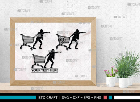 Man With Shopping Cart Monogram, Man With Shopping Cart Silhouette, Man With Shopping Cart SVG, Shopping Cart Svg, Trolley Svg, SB00383 SVG ETC Craft 