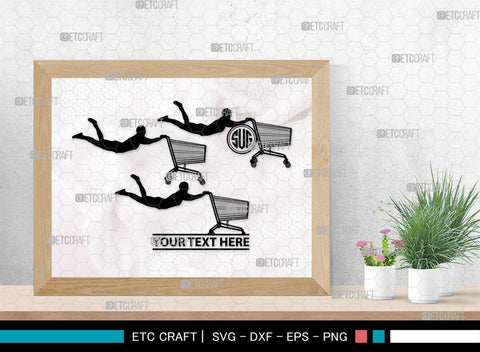 Man With Shopping Cart Monogram, Man With Shopping Cart Silhouette, Man With Shopping Cart SVG, Shopping Cart Svg, Trolley Svg, SB00383 SVG ETC Craft 