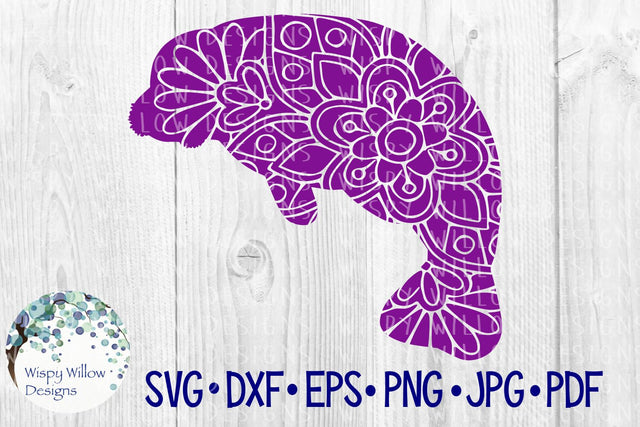 Manatee Floral Mandala SVG Wispy Willow Designs 