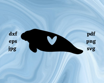 Manatee Heart SVG Cut File SVG Northern Light SVG 
