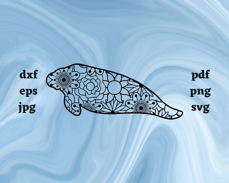 Manatee Mandala SVG Cut File SVG Northern Light SVG 