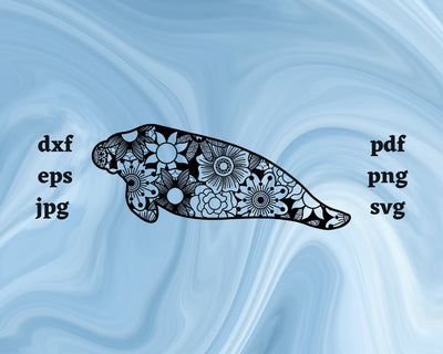 Manatee Mandala SVG Cut File SVG Northern Light SVG 