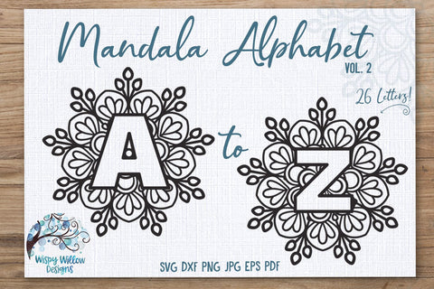 Mandala Alphabet SVG Bundle SVG Wispy Willow Designs 
