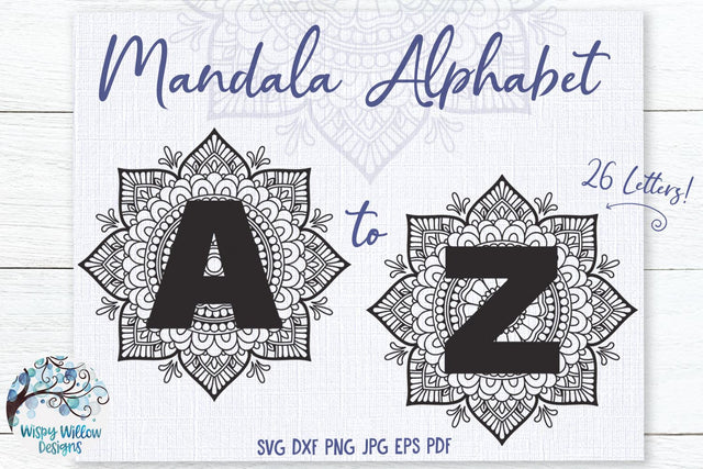 Mandala Alphabet SVG Bundle SVG Wispy Willow Designs