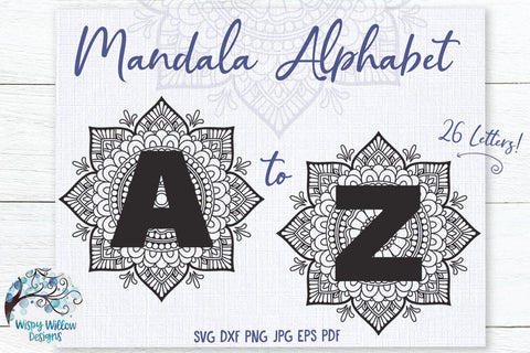 Mandala Alphabet SVG Bundle SVG Wispy Willow Designs 