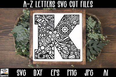 Mandala Alphabet SVG Cut File Bundle | Zentangle Letters SVG Old Market 