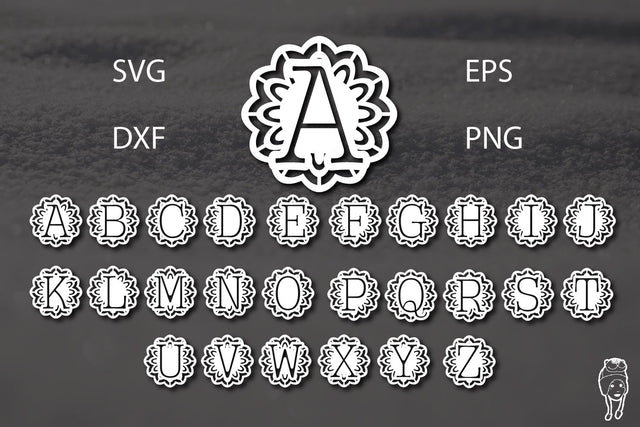mandala alphabet svg cut file SVG dadan_pm 