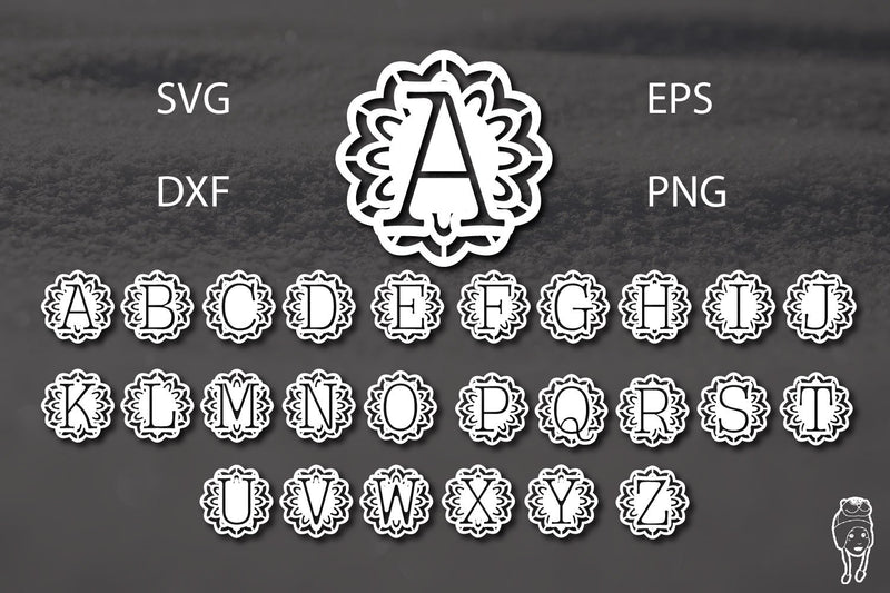 mandala alphabet svg cut file SVG dadan_pm 