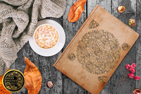 Mandala Blue Roses - Illustrations | Foil Quill | Digis|Bundle Sketch DESIGN DrawnTogether with love 