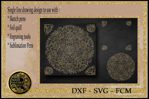 Mandala Blue Roses - Illustrations | Foil Quill | Digis|Bundle Sketch DESIGN DrawnTogether with love 