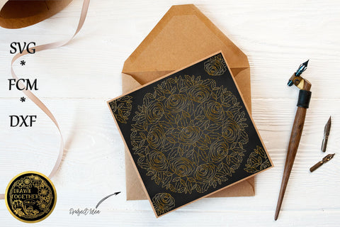 Mandala Blue Roses - Illustrations | Foil Quill | Digis|Bundle Sketch DESIGN DrawnTogether with love 