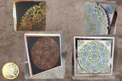 Mandala Blue Roses - Illustrations | Foil Quill | Digis|Bundle Sketch DESIGN DrawnTogether with love 