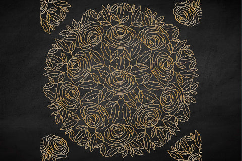 Mandala Blue Roses -Single line Designs | Digi stamps Duo Sketch DESIGN DrawnTogether with love 