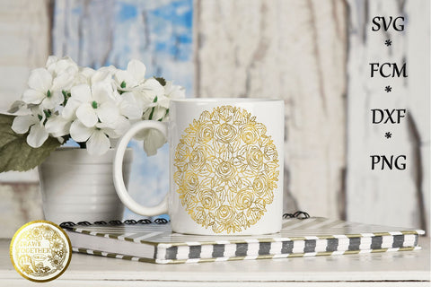 Mandala Blue Roses -Single line Designs | Digi stamps Duo Sketch DESIGN DrawnTogether with love 