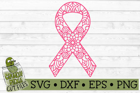 Mandala Breast Cancer Ribbon SVG Cut File SVG Crunchy Pickle 