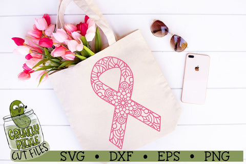 Mandala Breast Cancer Ribbon SVG Cut File SVG Crunchy Pickle 