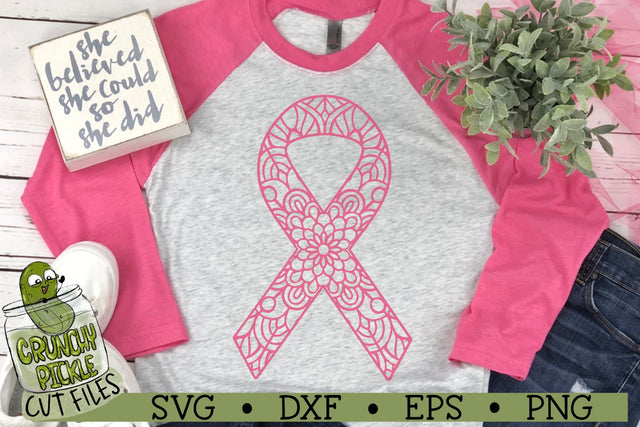 Mandala Breast Cancer Ribbon SVG Cut File SVG Crunchy Pickle 