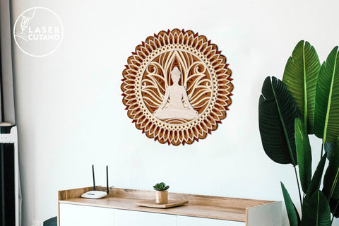 Mandala BUDDHA, Lotus, Yogi, Multilayer Cut Files for Laser Cut Wood or Cricut, Paper Craft, 3D Designs SVG LaserCutano 