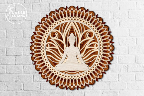 Mandala BUDDHA, Lotus, Yogi, Multilayer Cut Files for Laser Cut Wood or Cricut, Paper Craft, 3D Designs SVG LaserCutano 