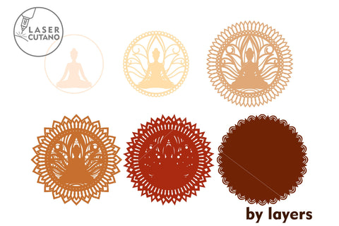 Mandala BUDDHA, Lotus, Yogi, Multilayer Cut Files for Laser Cut Wood or Cricut, Paper Craft, 3D Designs SVG LaserCutano 