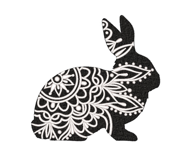 Mandala Bunny Embroidery Design, Easter Embroidery File, Rabbit Silhouette Embroidery Design, 3 sizes Embroidery/Applique DESIGNS Nino Nadaraia 