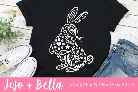 Mandala Bunny SVG, Zentangle Svg, Mandala svg, Bunny svg, Tribal Bunny Svg, Mandala Clipart, Easter Svg, Rabbit Svg, Mandala Rabbit Svg SVG Jojo&Bella 