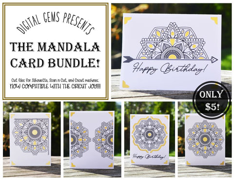 Mandala card bundle! Now compatible with the Cricut Joy! SVG Digital Gems 