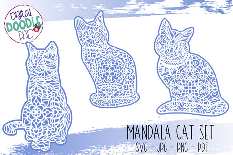 Mandala Cat SVG Set For Cricut & Silhouette SVG Digital Doodle Pad 