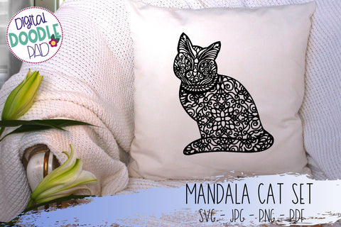 Mandala Cat SVG Set For Cricut & Silhouette SVG Digital Doodle Pad 