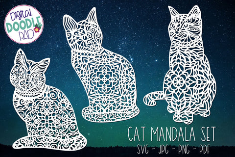 Mandala Cat SVG Set For Cricut & Silhouette SVG Digital Doodle Pad 