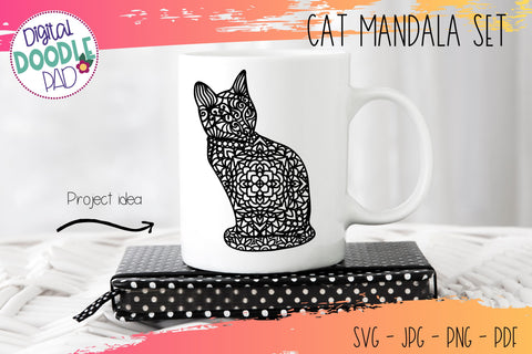 Mandala Cat SVG Set For Cricut & Silhouette SVG Digital Doodle Pad 