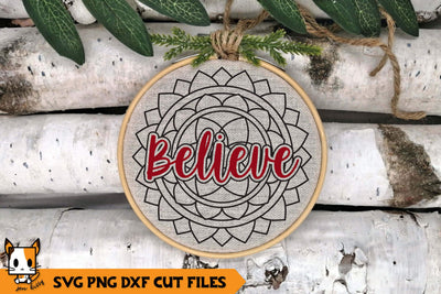 Mandala Christmas Ornament SVG | Believe SVG Zen Kitty 