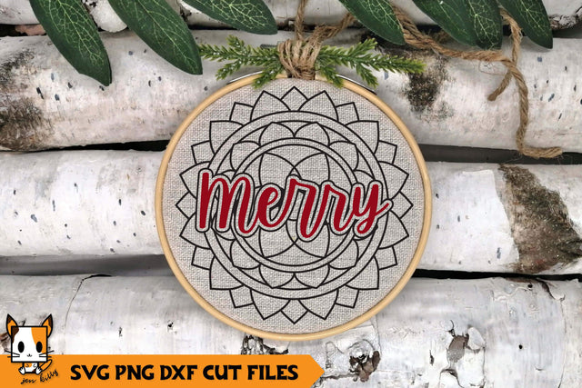 Mandala Christmas Ornament SVG | Merry SVG Zen Kitty 