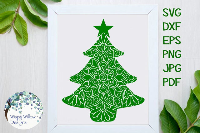 Mandala Christmas Tree SVG SVG Wispy Willow Designs 